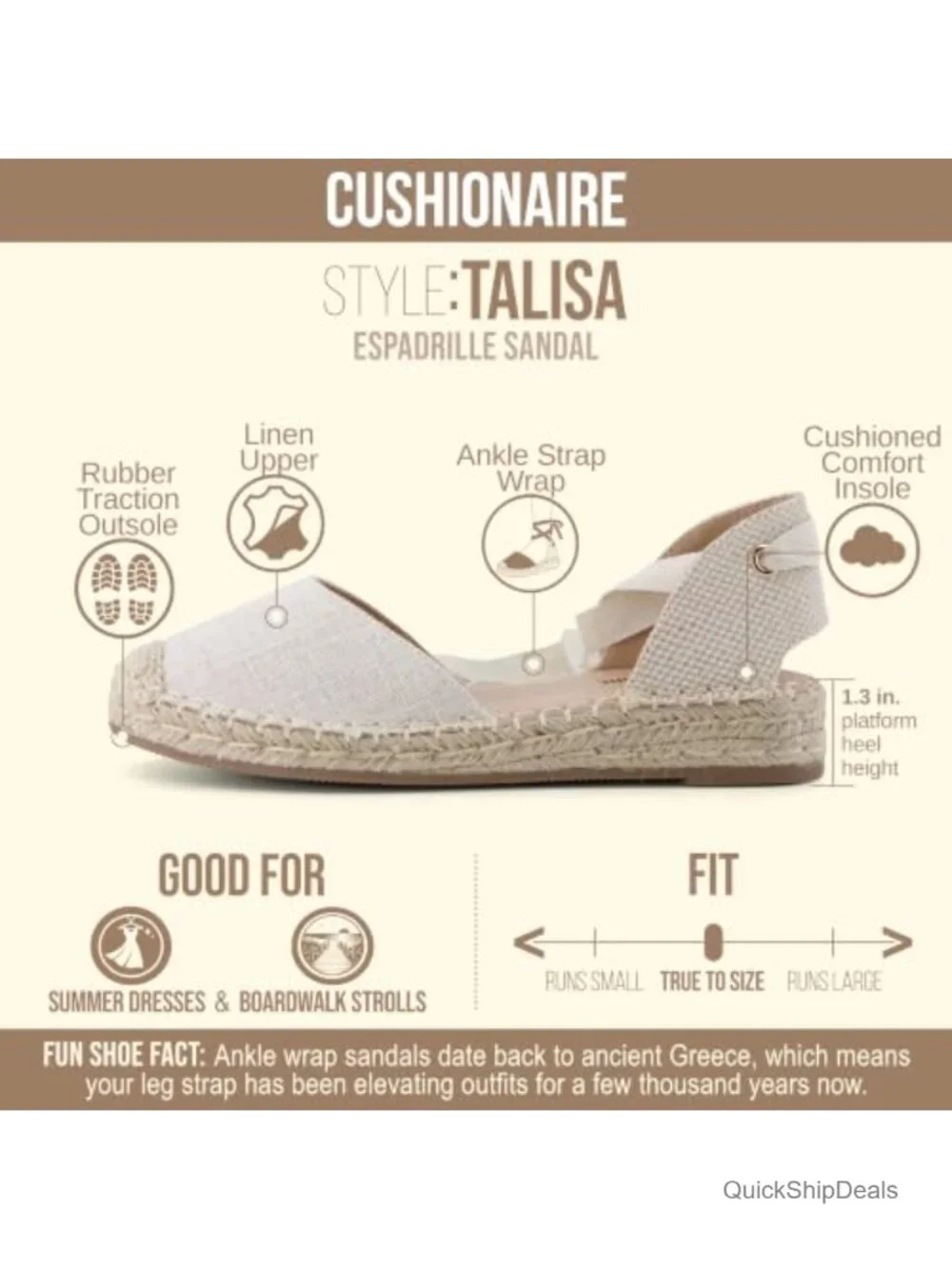 Cushionaire Talisa Espadrilles Women's Closed Toe Wedge Sandals with Elastic